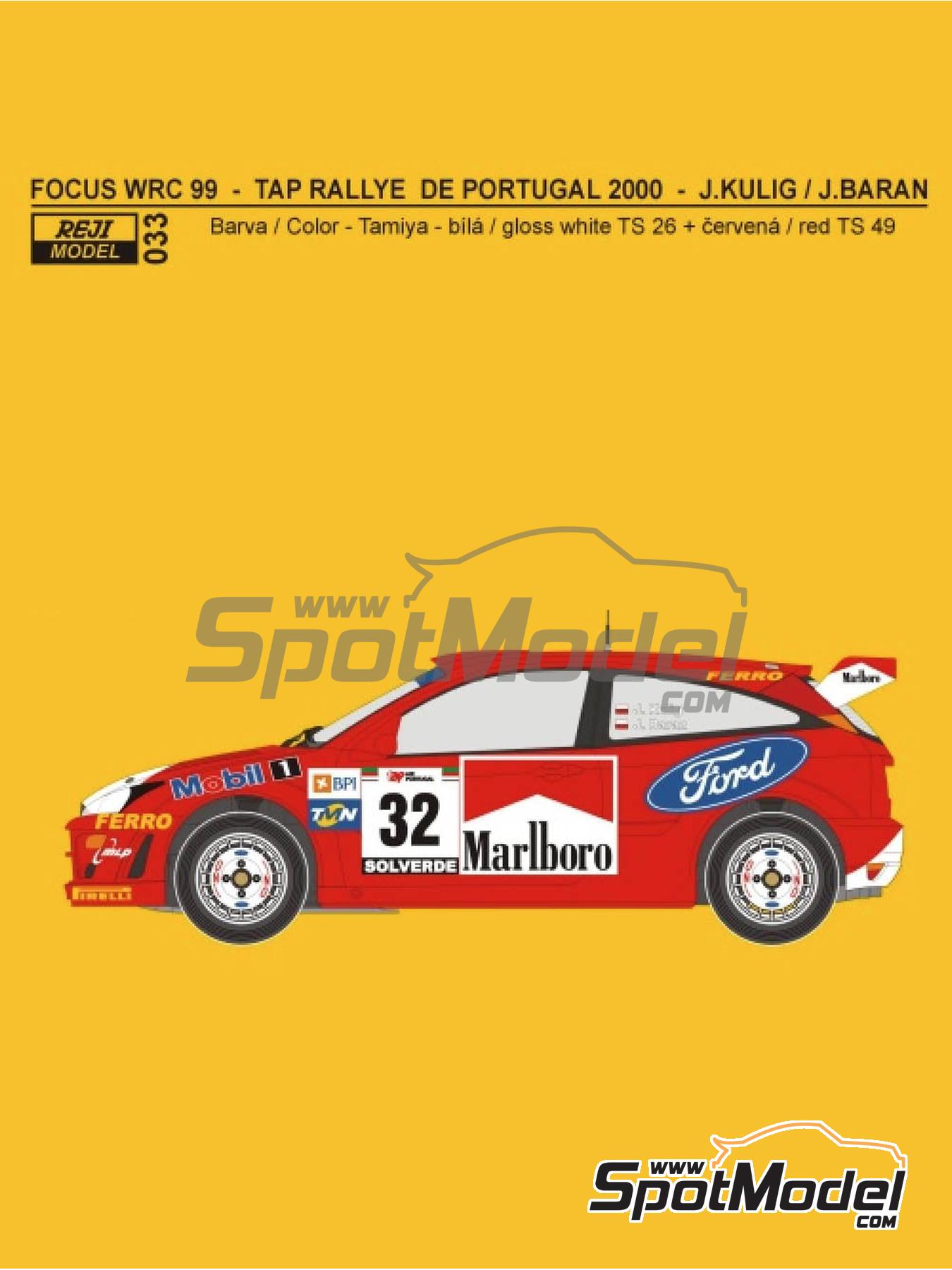 DECALS 1/18 FORD FOCUS WRC - #32 - KULIG - RALLYE PORTUGAL 2000 Colorado Vv18031